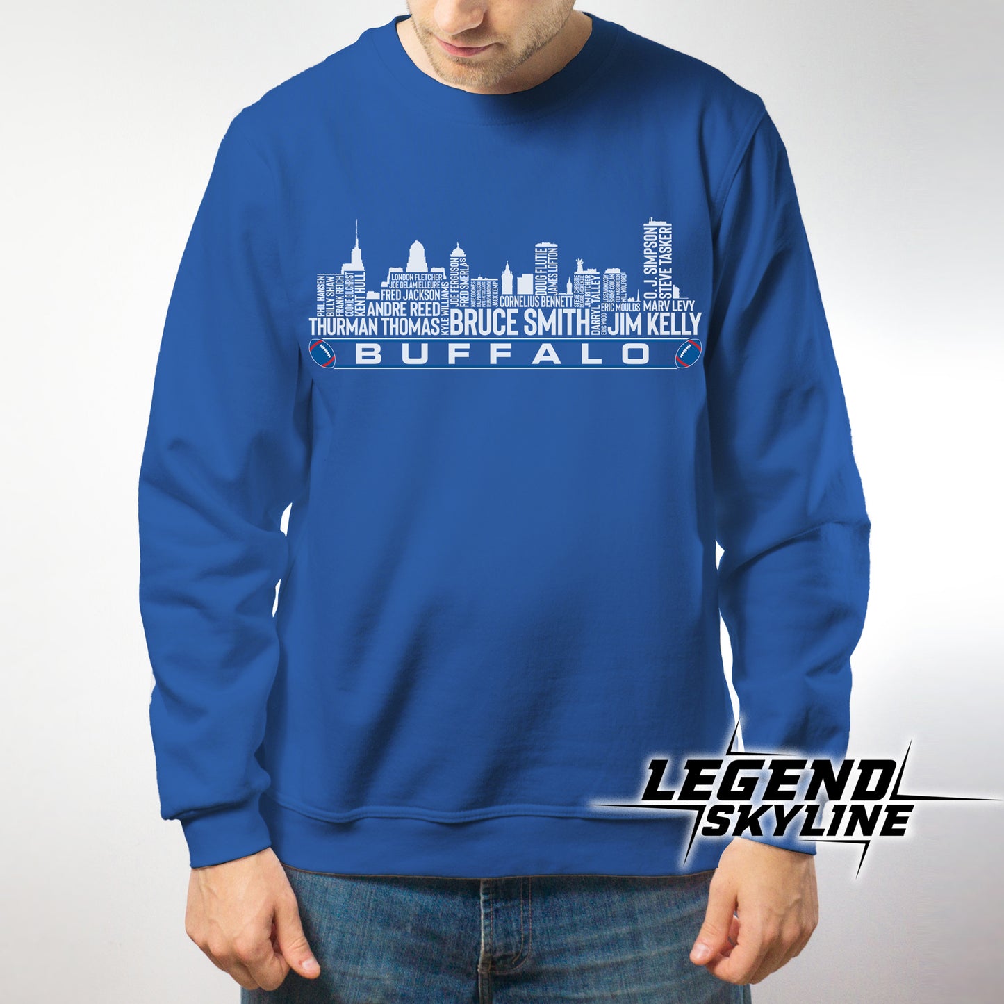 Buffalo Football Team All Time Legends Buffalo City Skyline Shirt