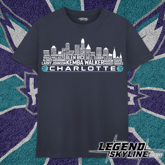 Charlotte Basketball Greatest Of All Time Team Legend Charlotte City Skyline Shirt