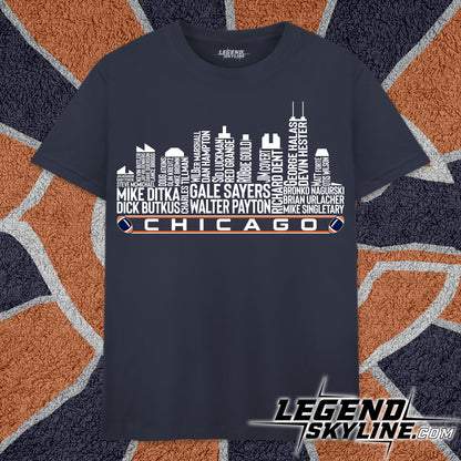 Chicago Football Team All Time Legends Chicago City Skyline Shirt