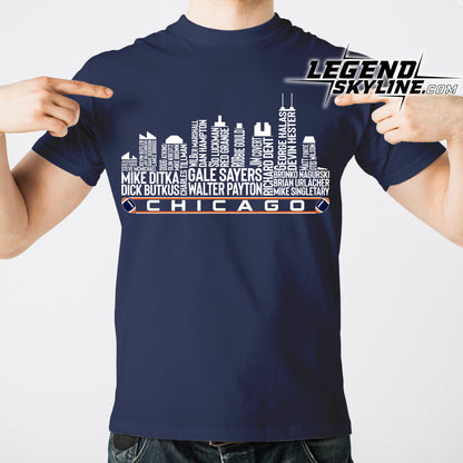 Chicago Football Team All Time Legends Chicago City Skyline Shirt