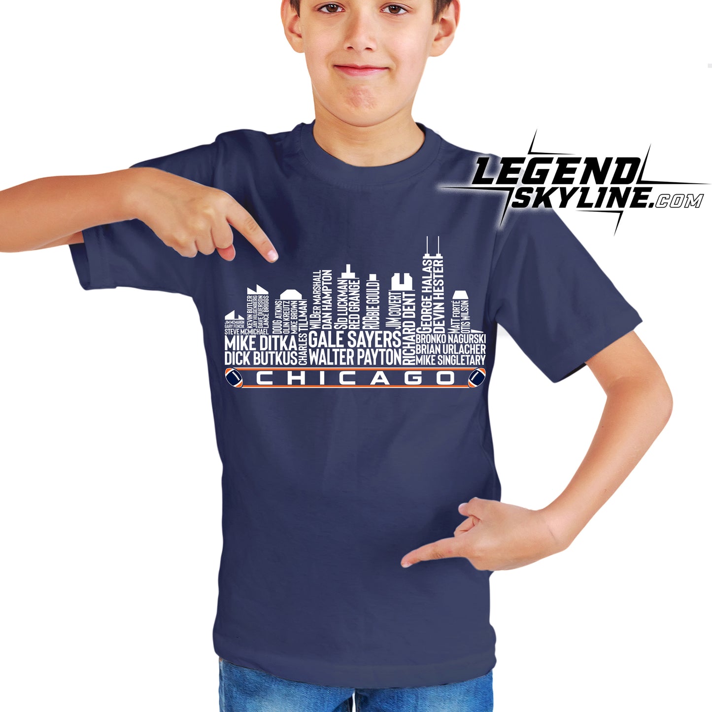 Chicago Football Team All Time Legends Chicago City Skyline Shirt