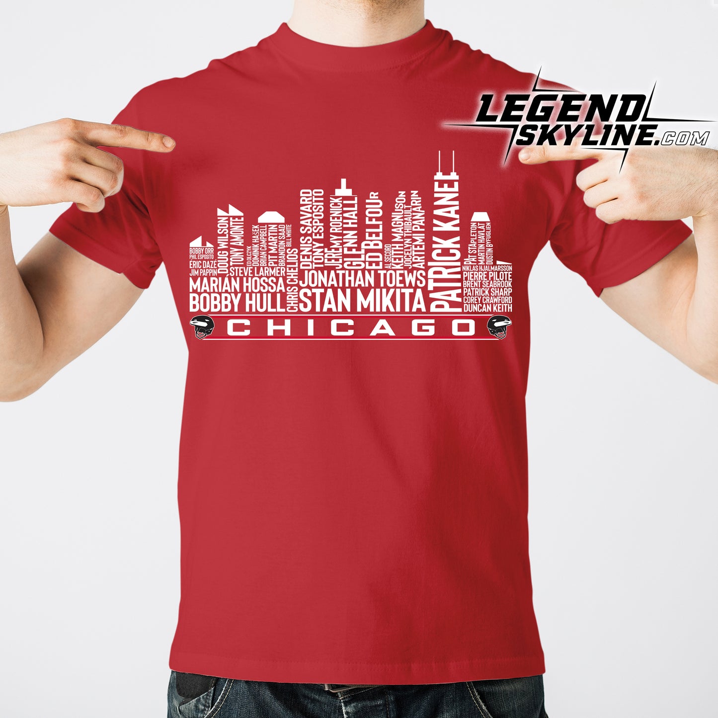 Chicago Hockey Team All Time Legends Chicago City Skyline Shirt