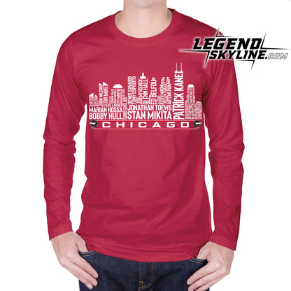 Chicago Hockey Team All Time Legends Chicago City Skyline Shirt