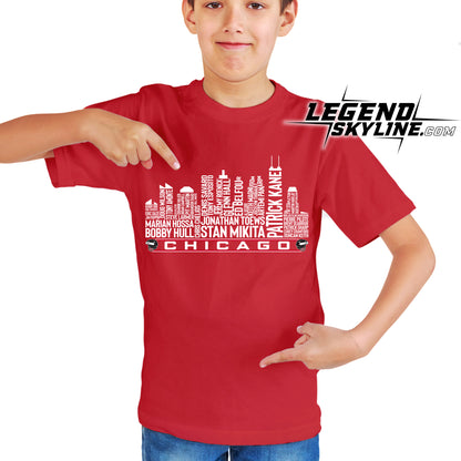 Chicago Hockey Team All Time Legends Chicago City Skyline Shirt