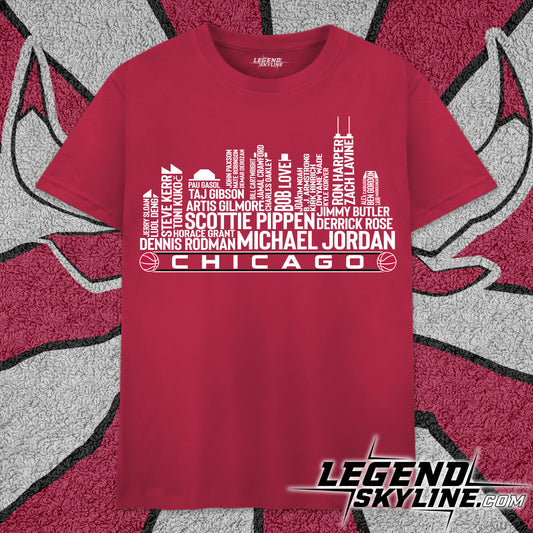 Chicago Basketball Team All Time Legends Chicago City Skyline Shirt