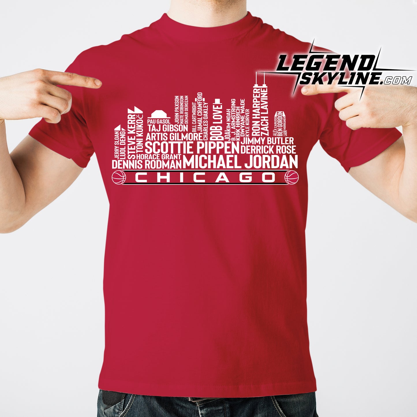 Chicago Basketball Team All Time Legends Chicago City Skyline Shirt