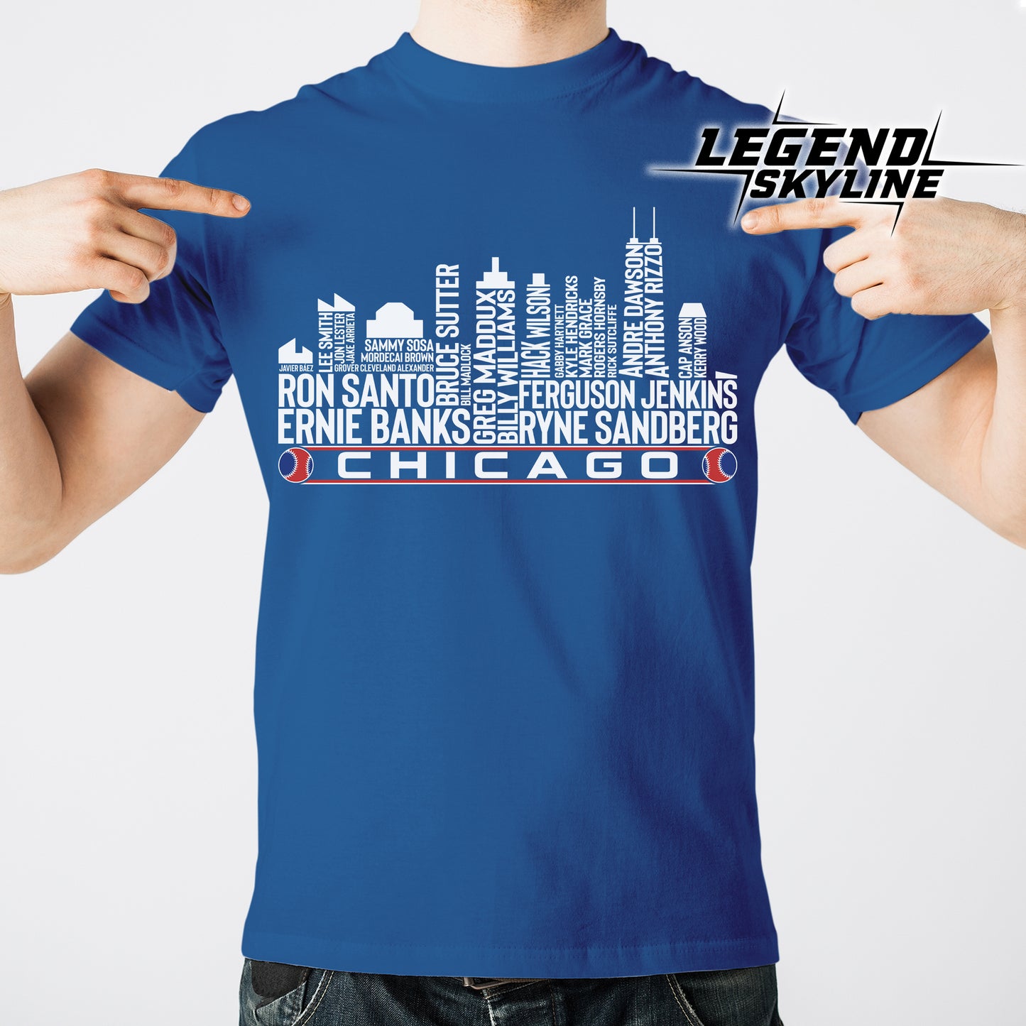 Chicago Baseball Team All Time Legends Chicago City Skyline Shirt