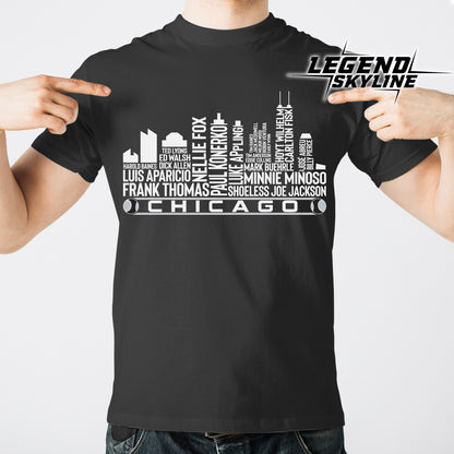 Chicago Baseball Team All Time Legends Chicago City Skyline Shirt