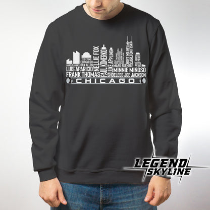 Chicago Baseball Team All Time Legends Chicago City Skyline Shirt