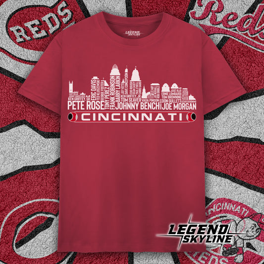 Cincinnati Baseball Team All Time Legends Cincinnati City Skyline Shirt
