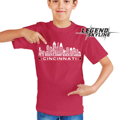 Cincinnati Baseball Team All Time Legends Cincinnati City Skyline Shirt