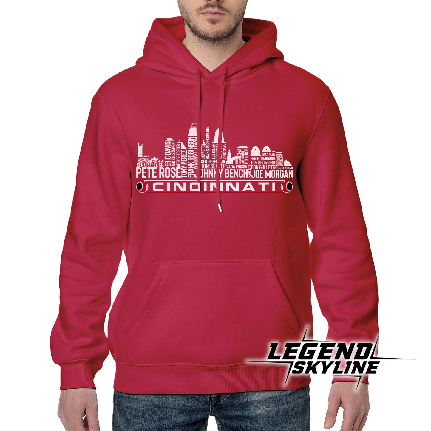 Cincinnati Baseball Team All Time Legends Cincinnati City Skyline Shirt