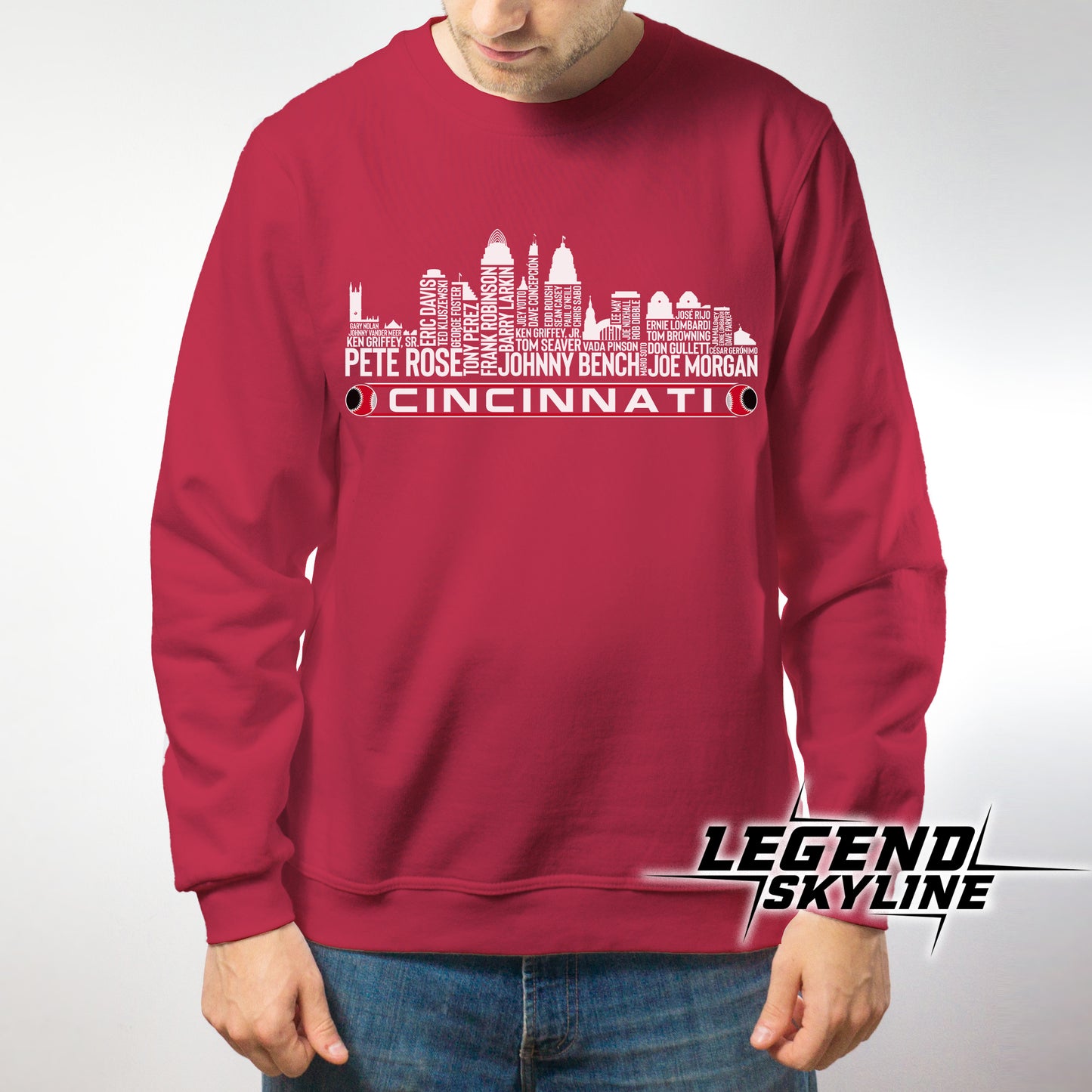 Cincinnati Baseball Team All Time Legends Cincinnati City Skyline Shirt