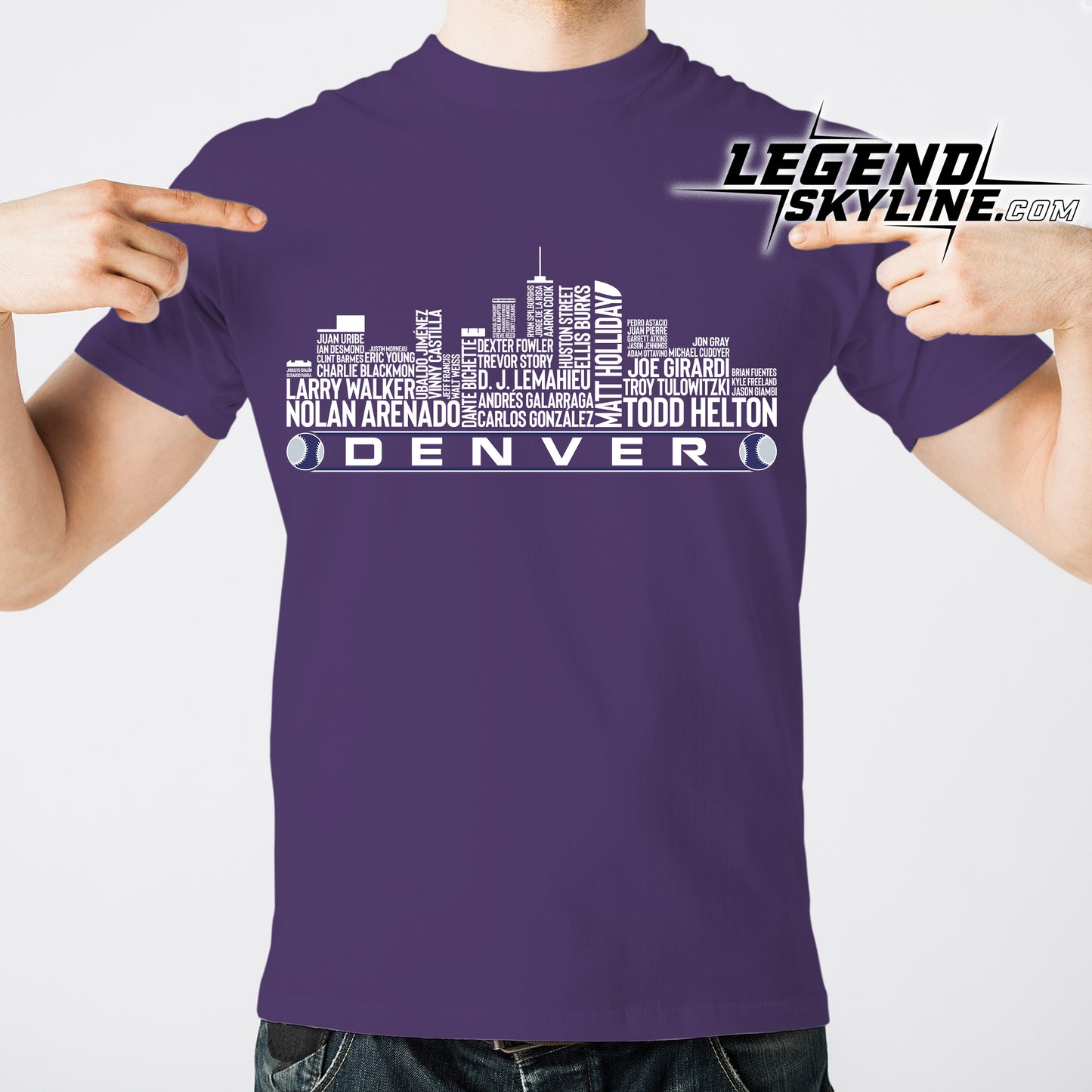 Colorado Baseball Greatest Of All Time Team Legend Denver City Skyline Shirts