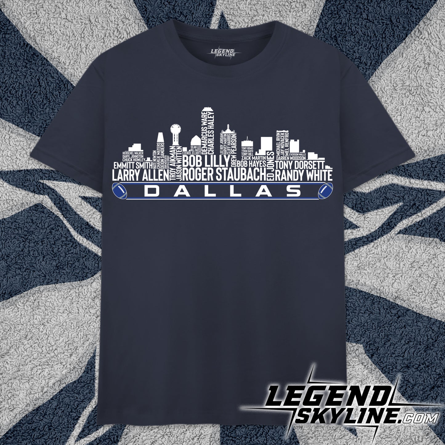 Dallas Football Greatest Of All Time Team Legend Dallas City Skyline Shirt