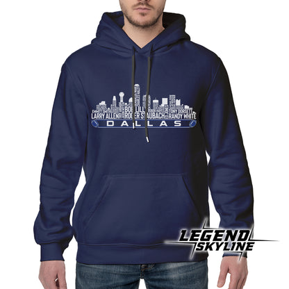 Dallas Football Greatest Of All Time Team Legend Dallas City Skyline Shirt