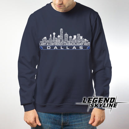 Dallas Football Greatest Of All Time Team Legend Dallas City Skyline Shirt