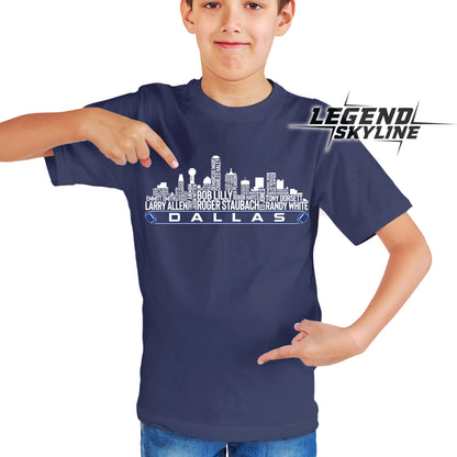 Dallas Football Greatest Of All Time Team Legend Dallas City Skyline Shirt