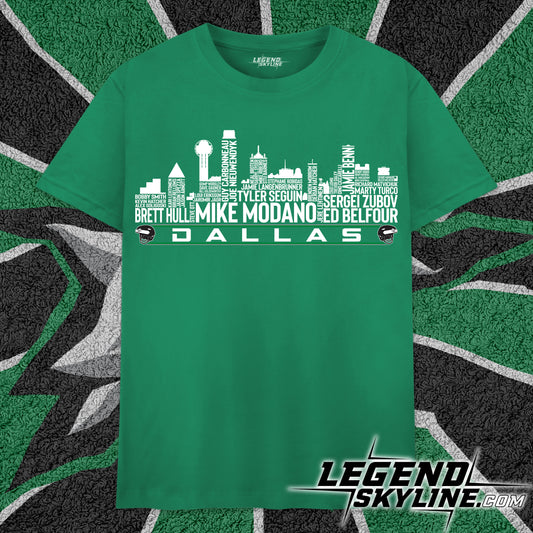 Dallas Hockey Team All Time Legends Dallas City Skyline Shirt