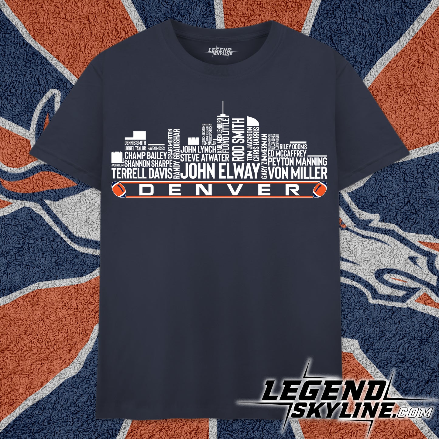 Denver Football Team All Time Legends Denver City Skyline Shirt