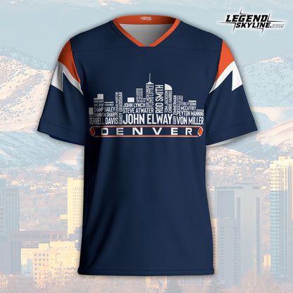 Denver Custom Football Jersey Greatest Of All Time Team Legends, Denver City Skyline Shirt, Personalized Embroidery Name Number