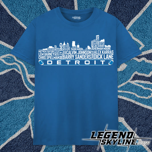 Detroit Football Greatest Of All Time Team Legend Detroit City Skyline Shirt