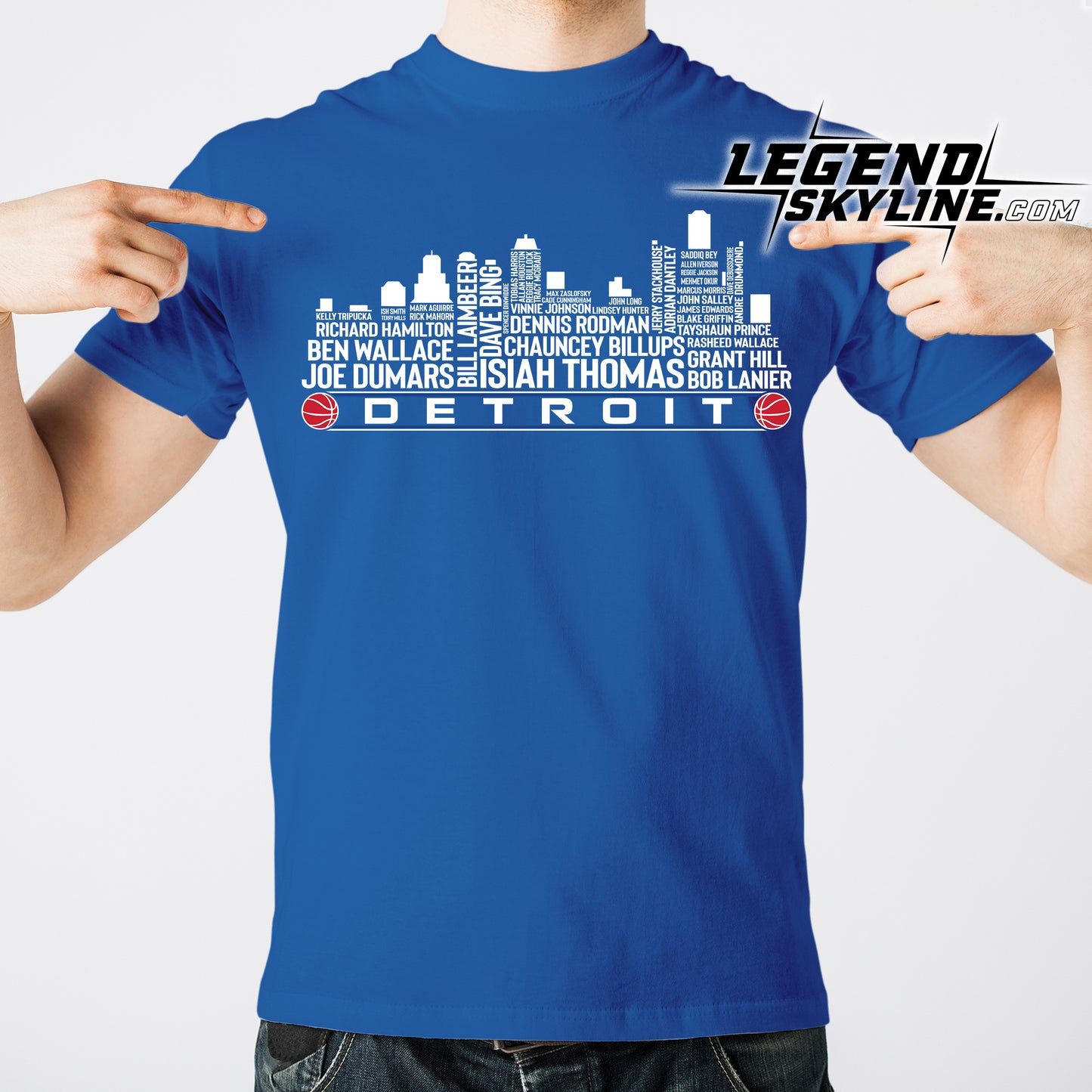 Detroit Basketball Team All Time Legends Detroit City Skyline Shirt