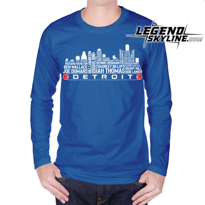 Detroit Basketball Team All Time Legends Detroit City Skyline Shirt