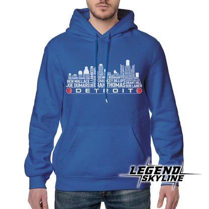 Detroit Basketball Team All Time Legends Detroit City Skyline Shirt