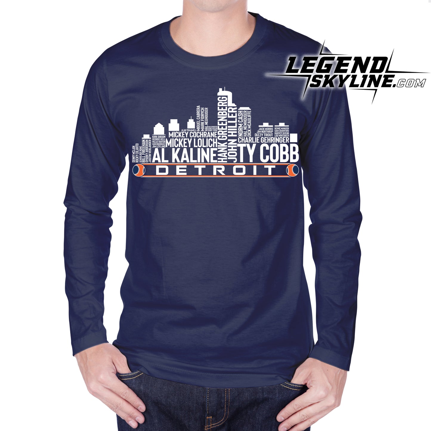 Detroit Baseball Team All Time Legends Detroit City Skyline Shirt