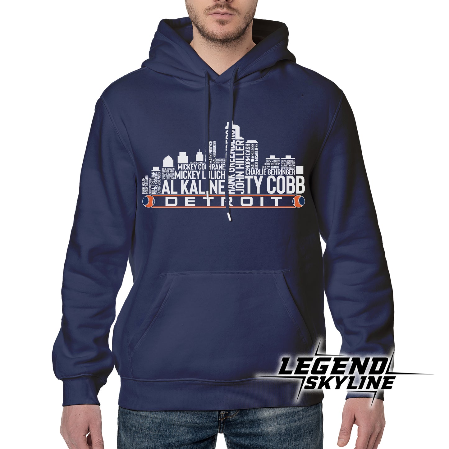 Detroit Baseball Team All Time Legends Detroit City Skyline Shirt