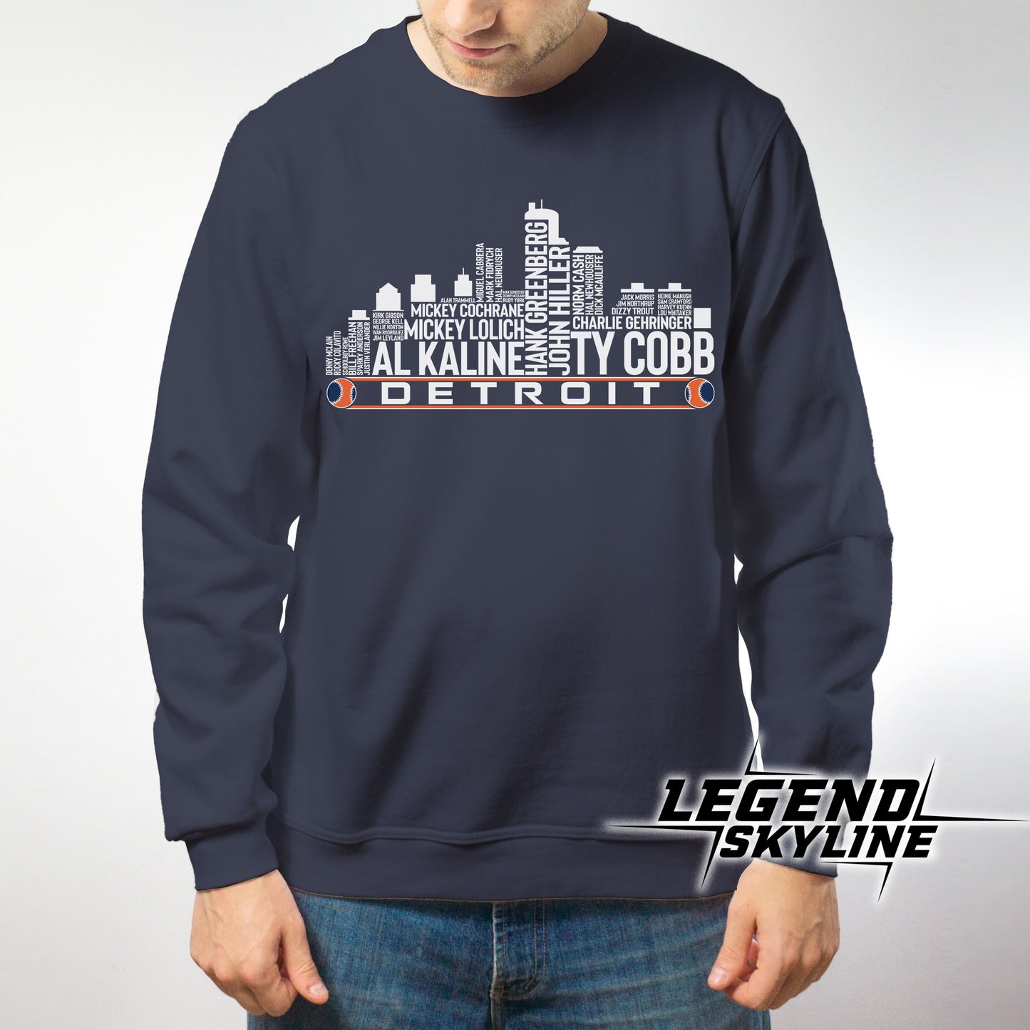 Detroit Baseball Team All Time Legends Detroit City Skyline Shirt