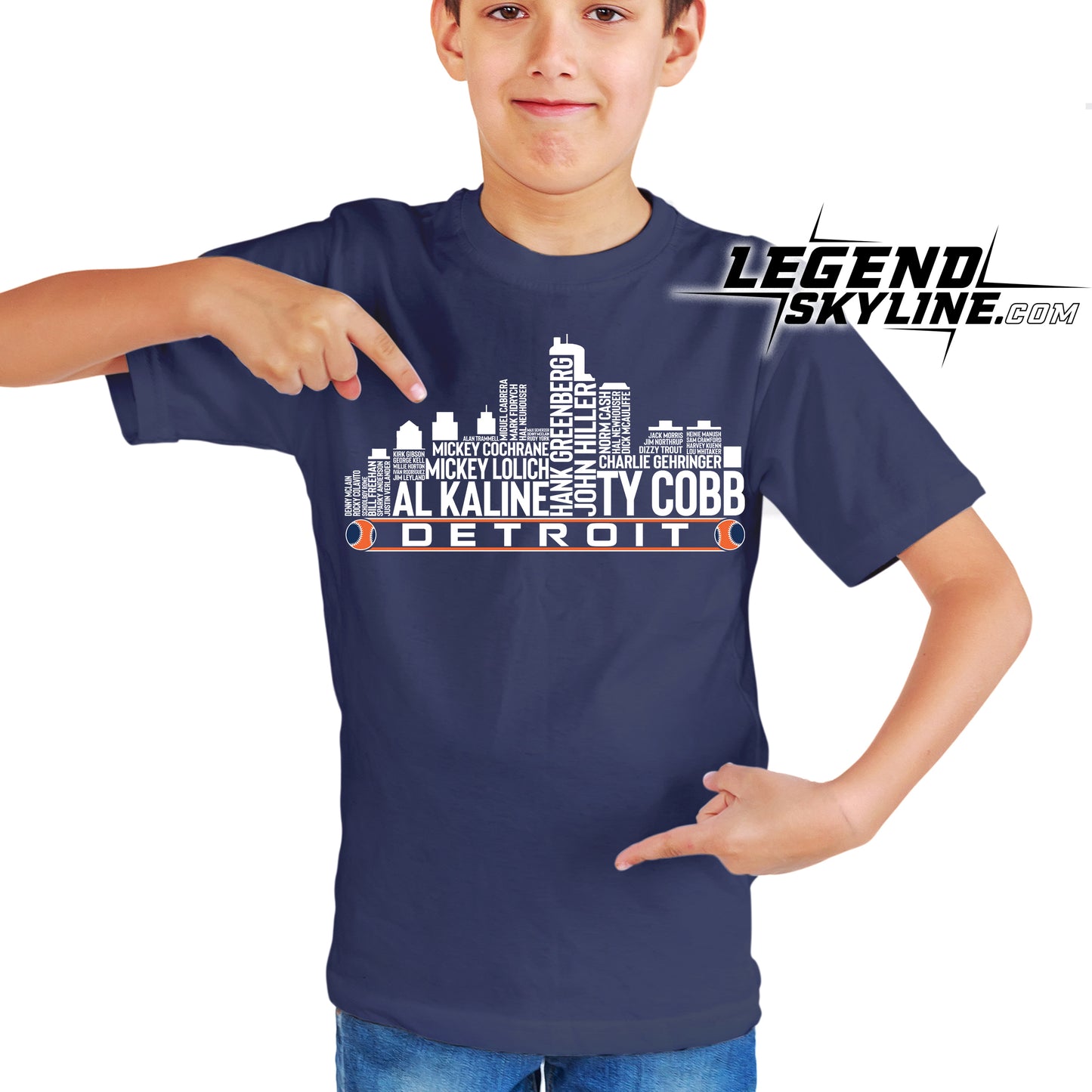 Detroit Baseball Team All Time Legends Detroit City Skyline Shirt