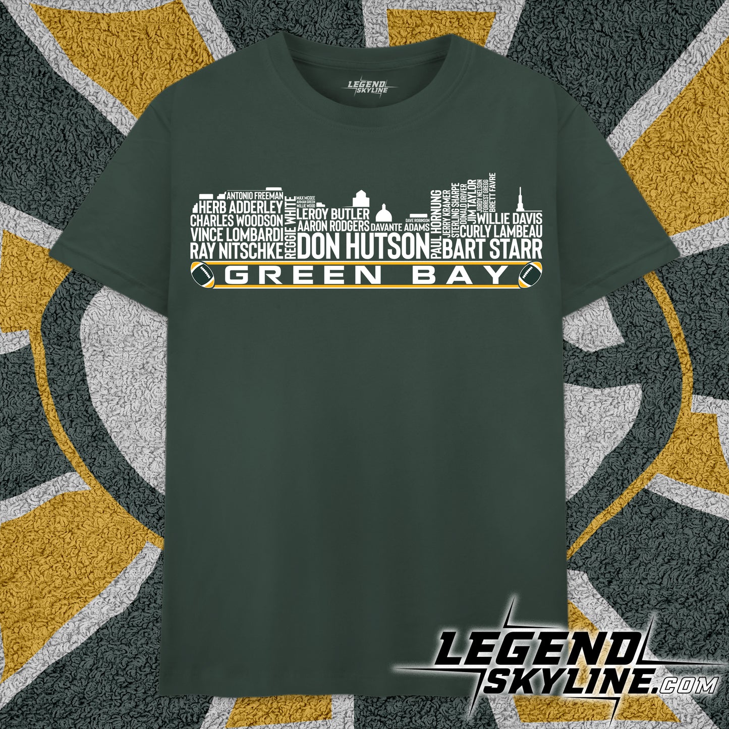 Green Bay Football Team All Time Legends Green Bay Skyline Shirt