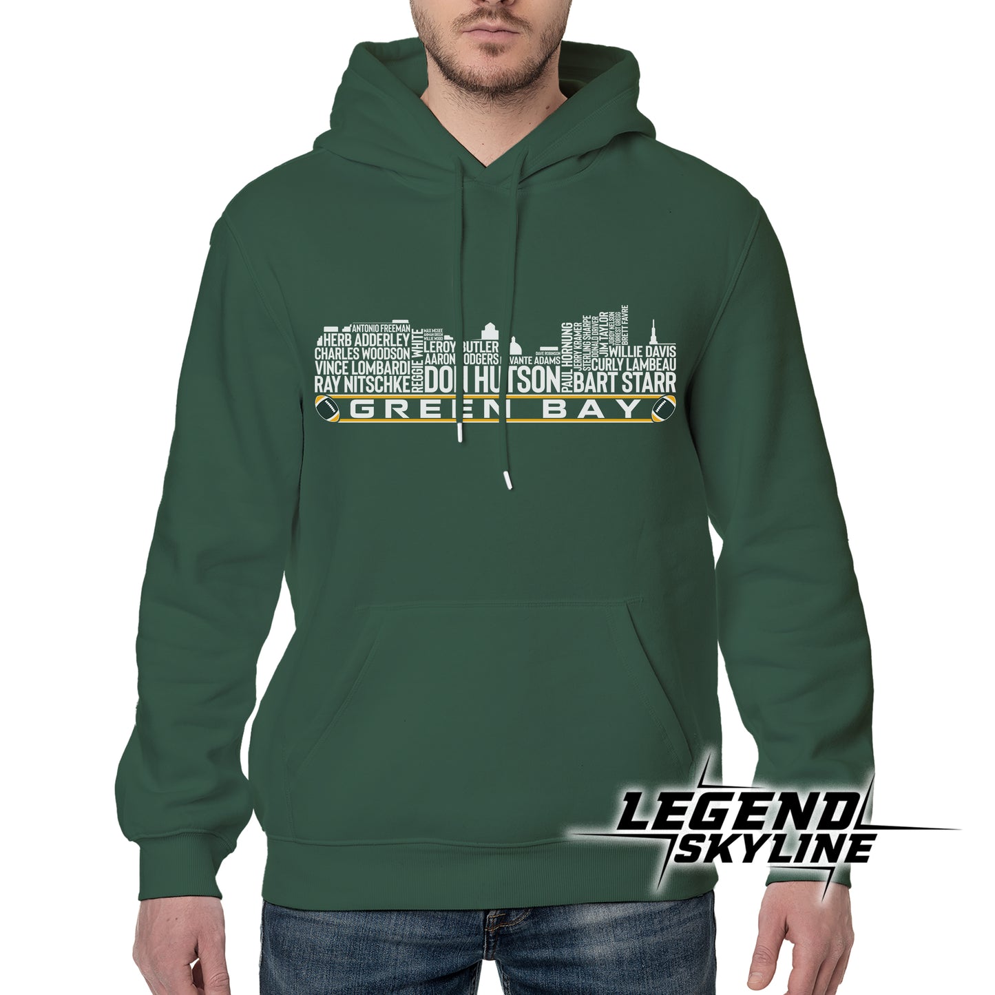 Green Bay Football Team All Time Legends Green Bay Skyline Shirt