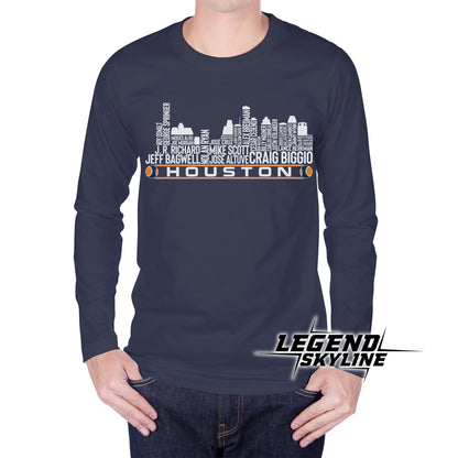 Houston Baseball Team All Time Legends Houston City Skyline Shirt