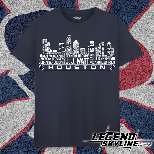 Houston Football Greatest Of All Time Team Legend Houston City Skyline Shirt