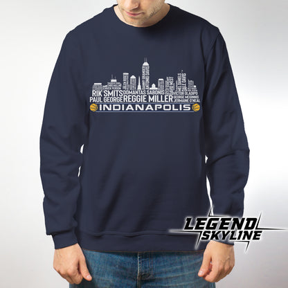 Indiana Basketball Team All Time Legends Indianapolis City Skyline Shirt