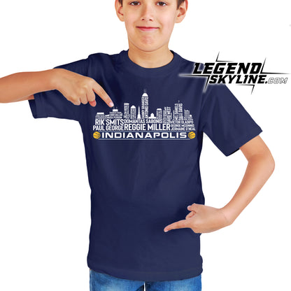 Indiana Basketball Team All Time Legends Indianapolis City Skyline Shirt