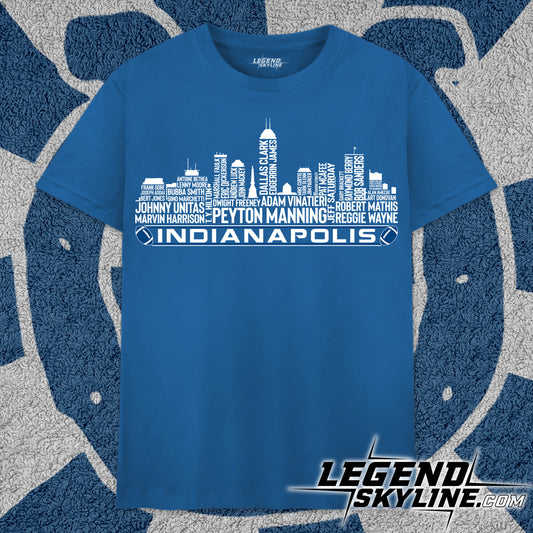 Indianapolis Football Greatest Of All Time Team Legend Indianapolis City Skyline Shirt