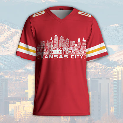 Kansas Jersey Custom Football Greatest Of All Time Team Legends Kansas City Skyline Jersey Shirt, Personalized Embroidery Name Number