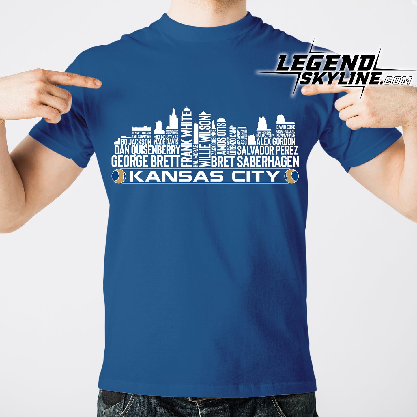 Kansas City Baseball Team All Time Legends Kansas City Skyline Shirt