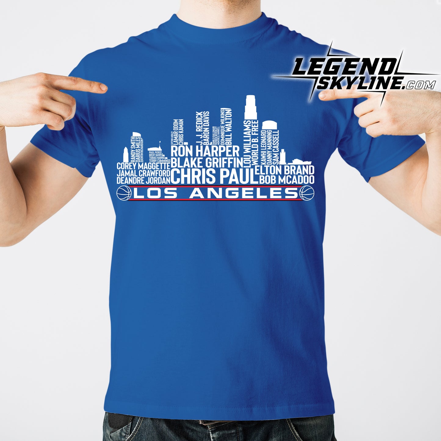 Los Angeles Basketball Team All Time Legends Los Angeles City Skyline Shirt