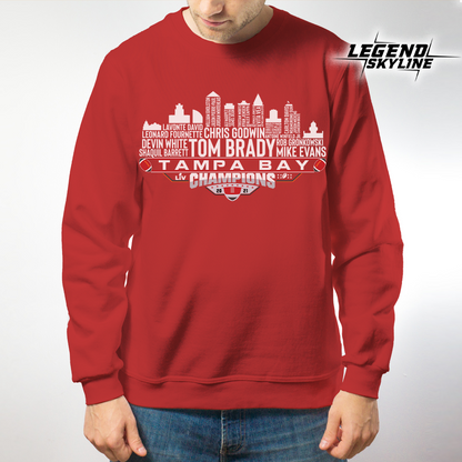 Tampa Bay Dream Team Football LV Champions 2021, Tampa Bay City Skyline Shirt