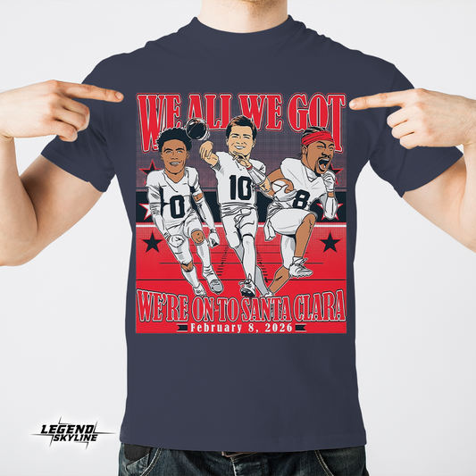 Drake Maye, Stefon Diggs & Christian Gonzalez – Conference Champions Caricatures Shirt