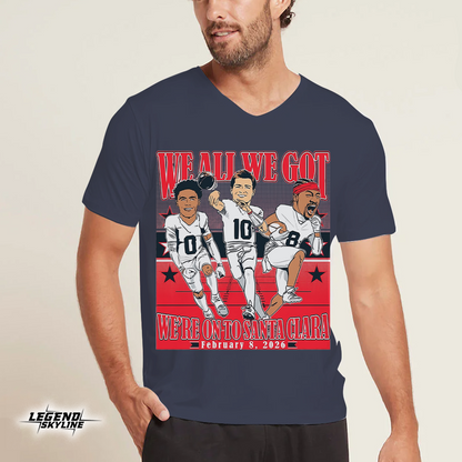 Drake Maye, Stefon Diggs & Christian Gonzalez – Conference Champions Caricatures Shirt