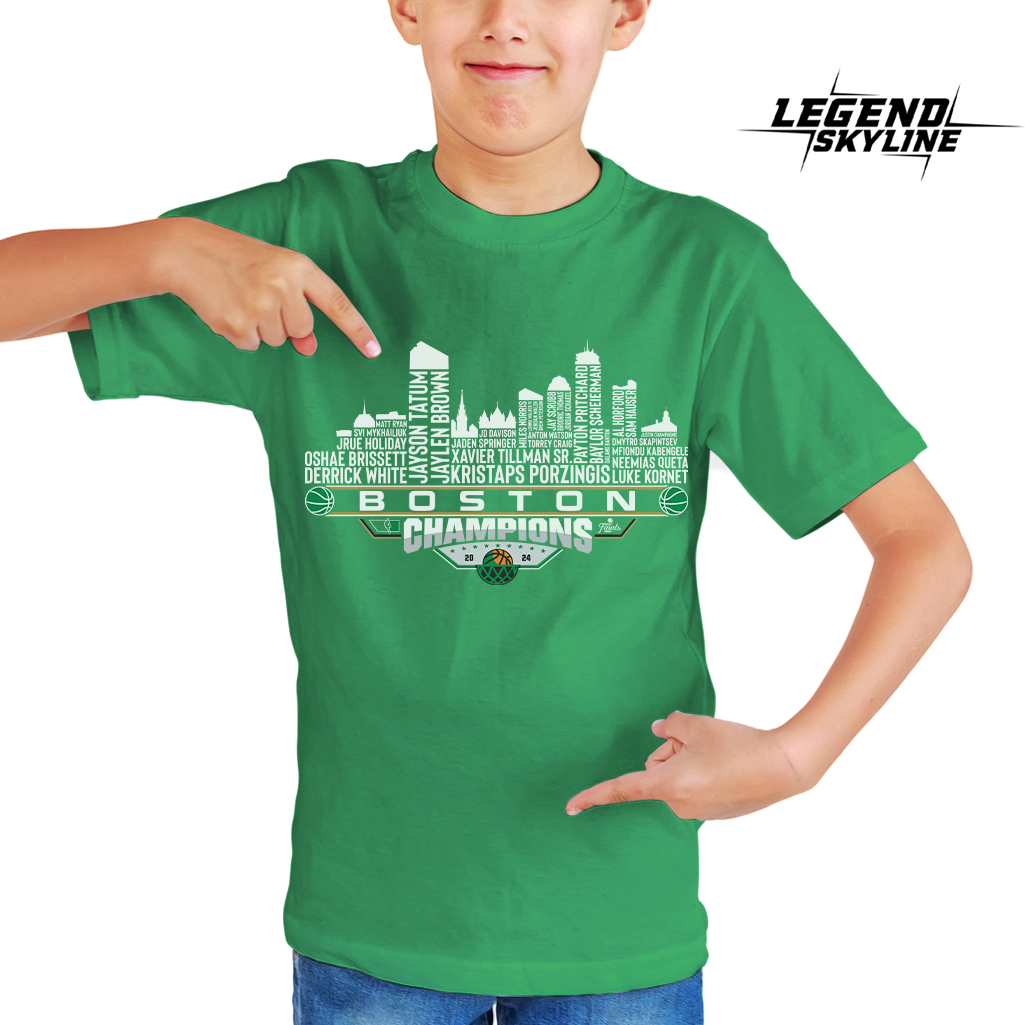 Boston Dream Team Basketball Champions 2024, Boston City Skyline Shirt