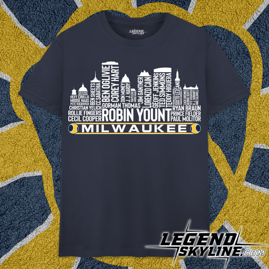 Milwaukee Baseball Team All Time Legends Milwaukee City Skyline Shirt