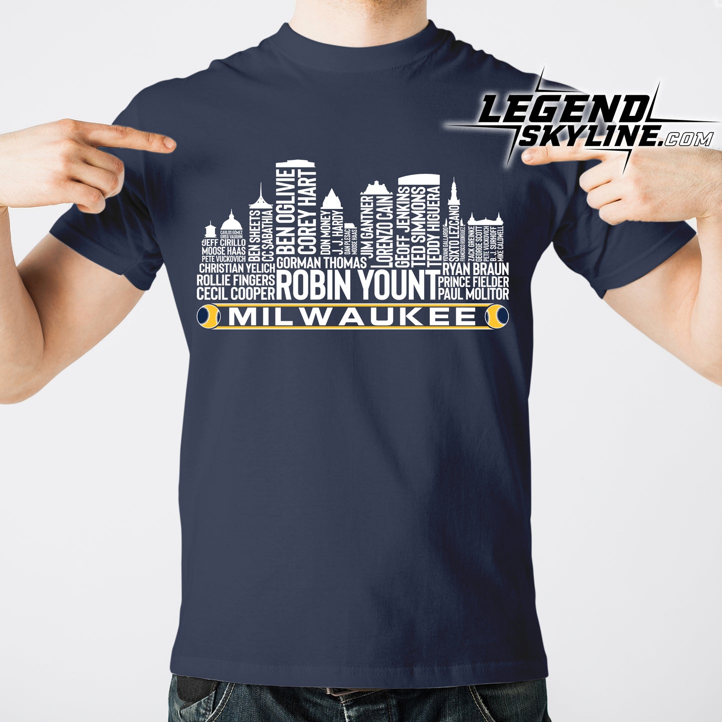 Milwaukee Baseball Team All Time Legends Milwaukee City Skyline Shirt