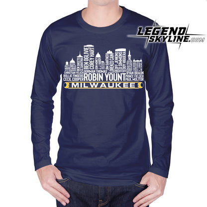 Milwaukee Baseball Team All Time Legends Milwaukee City Skyline Shirt